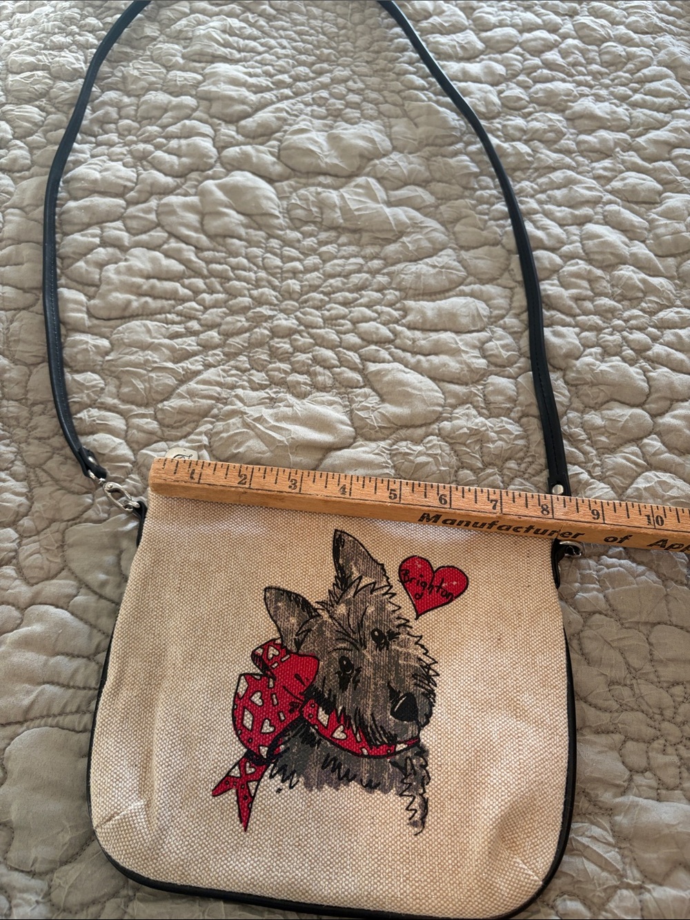 Brighton Beige Canvas Scottie Crossbody with Red Accents